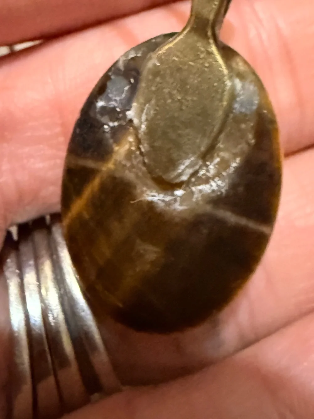 Vintage Tiger's Eye Oval Pendant on Brown Cord